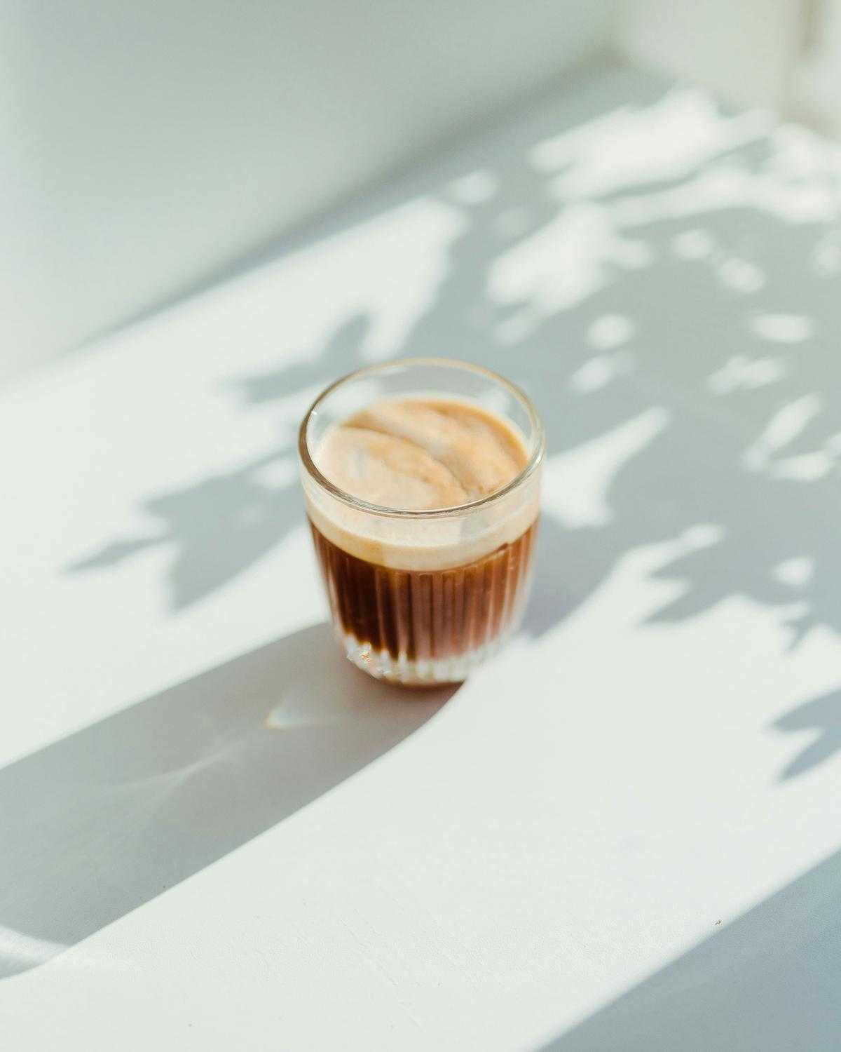 Freshly made espresso in morning light